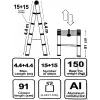 Стремянка телескопическая алюм. бытовая 4.4м (15+15 ступ.)
