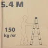 Стремянка телескопическая алюм. бытовая 5.4м (14+14 ступ.)