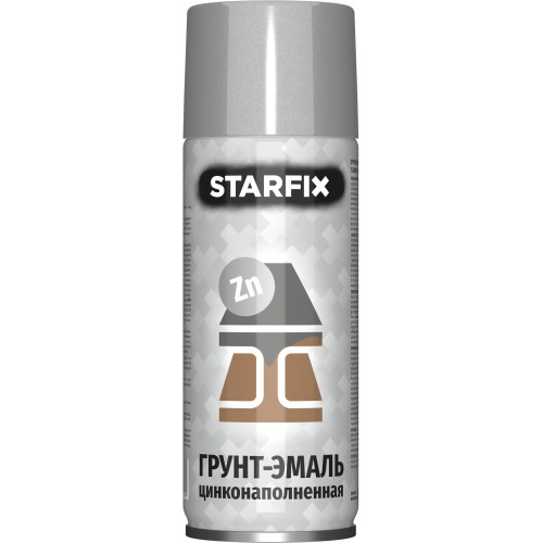 Грунт-эмаль цинконаполненная STARFIX серебристая, 520 мл