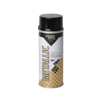Лак на акриловой основе черный INRAL METALLIC SPRAY 400мл