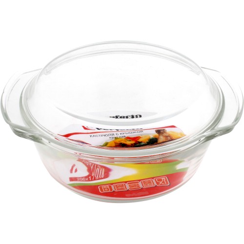 Кастрюля из жаропрочного стекла, 1.0 л, с крышкой, 206х179х85 мм, PERFECTO LINEA