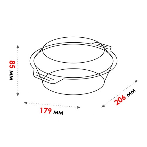 Кастрюля из жаропрочного стекла, 1.0 л, с крышкой, 206х179х85 мм, PERFECTO LINEA