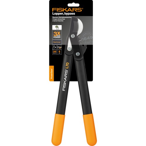 Сучкорез плоскостной L70 FISKARS PowerGear с загнутыми лезвиями малый