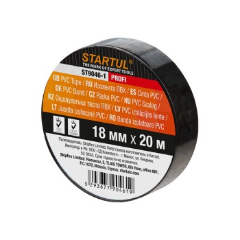 Изолента ПВХ 18ммх20м черная STARTUL PROFI (ST9046-1)