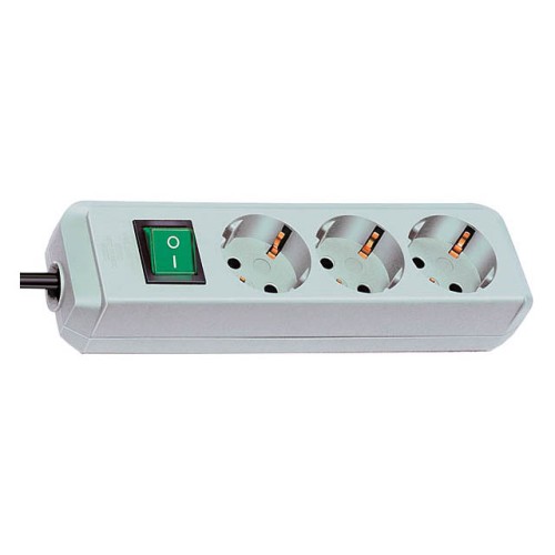 Удлинитель 1.5м (3 роз., 3.3кВт, с/з, выкл., ПВС) светло-серый Brennenstuhl Eco-Line