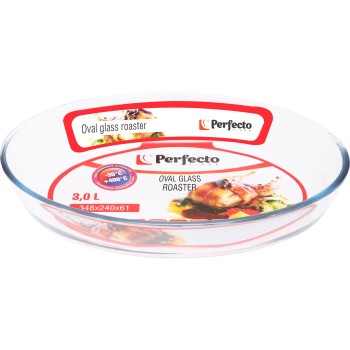 Форма из жаропрочного стекла, 3.0 л, овальная, 348х240х64 мм, PERFECTO LINEA