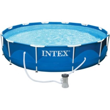 Каркасный бассейн Metal Frame, круглый, 366х76 см + фильтр-насос 220 В, INTEX