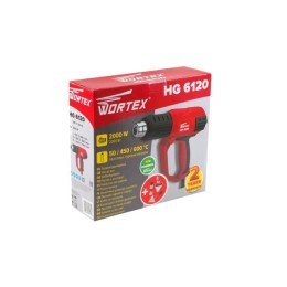 Термовоздуходувка WORTEX HG 6120 + набор сопл 2000 Вт, 3 режима., 50-600 °С