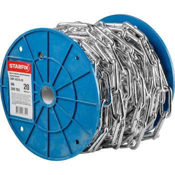 Цепь сварная длиннозвенная, оцинк. М6 DIN 763 (бухта 20 м) STARFIX