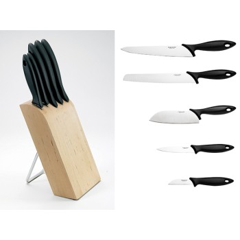 Набор ножей 5 шт. с деревянным блоком Essential Fiskars
