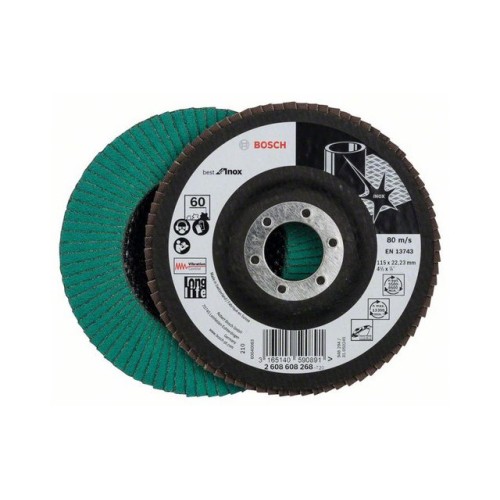Круг лепестковый 115х22.2 мм P60 плоский BEST FOR INOX BOSCH