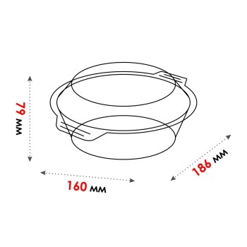 Кастрюля из жаропрочного стекла, 0.7 л, с крышкой, 186х160х79 мм, PERFECTO LINEA