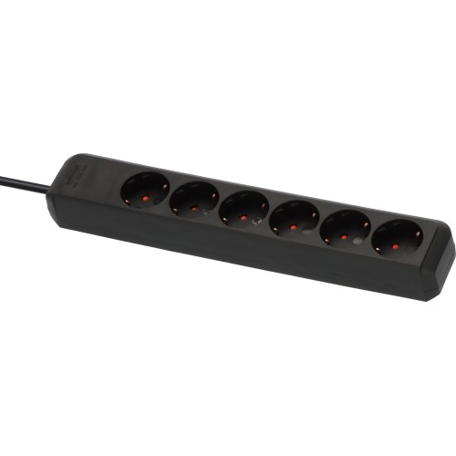 Удлинитель 1.5м (6 роз., 3.3кВт, с/з, ПВС) черный Brennenstuhl Eco-Line