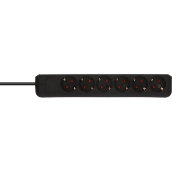 Удлинитель 1.5м (6 роз., 3.3кВт, с/з, ПВС) черный Brennenstuhl Eco-Line