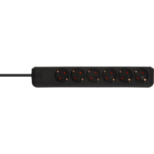 Удлинитель 1.5м (6 роз., 3.3кВт, с/з, ПВС) черный Brennenstuhl Eco-Line