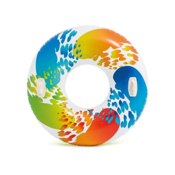 Надувной круг для плавания с ручками Rainbow Ombre, 122 см, INTEX