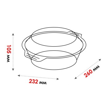 Кастрюля из жаропрочного стекла, 2.0 л, с крышкой, 260х232х105 мм, PERFECTO LINEA