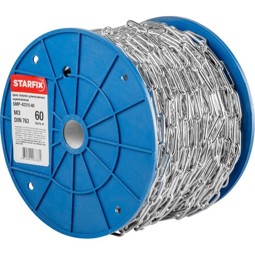 Цепь сварная длиннозвенная, оцинк. М3 DIN 763 (бухта 60 м) STARFIX