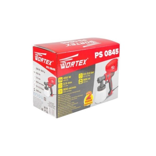 Краскораспылитель электрический WORTEX PS 0845 450 Вт, 800 мл/мин, 0.9 л бак