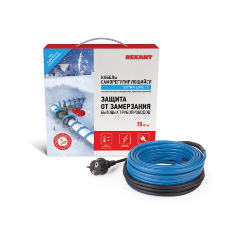 Греющий саморегулир. кабель на трубу 15MSR-PB 8M (8м/120Вт) (комплект) REXANT