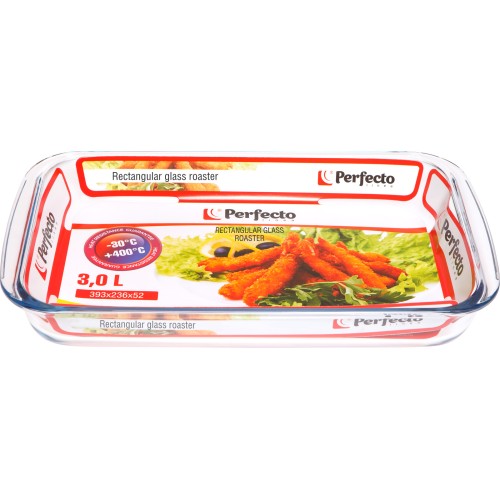 Форма из жаропрочного стекла, 3.0 л, прямоугольная, 393х236х52 мм, PERFECTO LINEA