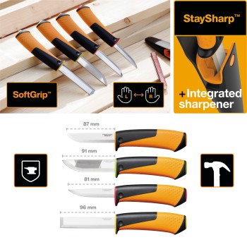 Нож для тяжелых работ с точилкой FISKARS