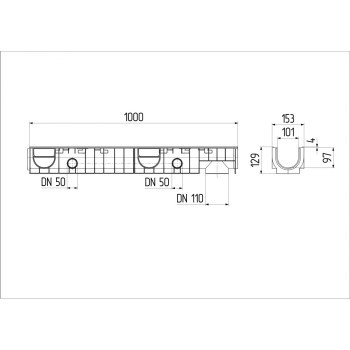 Лоток STANDART 100.125 h129 пластиковый, Ecoteck, РБ