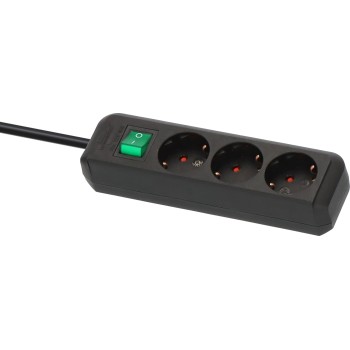 Удлинитель 1.5м (3 роз., 3.3кВт, с/з, выкл., ПВС) черный Brennenstuhl Eco-Line