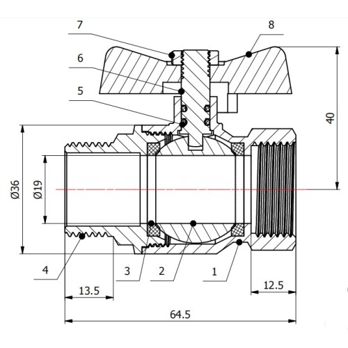 Кран шаровый 3/4