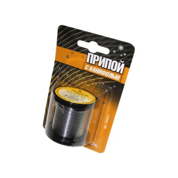 Припой ПОС 61 трубка, катушка ф1мм, с канифолью (100г) в блистере