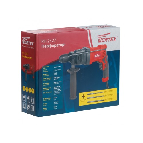 Перфоратор WORTEX RH 2427 + набор буров 700 Вт