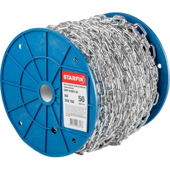 Цепь сварная короткозвенная, оцинк. М4 DIN 766 (бухта 50 м) STARFIX