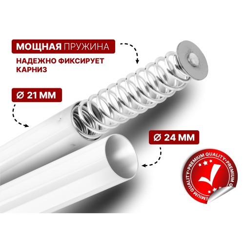 Карниз раздвижной алюминиевый, 2,5 м, белый, PERFECTO LINEA