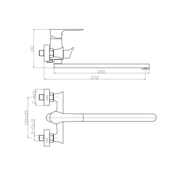 Смеситель для ванны (Lt) D35, серия JAR AV Engineering