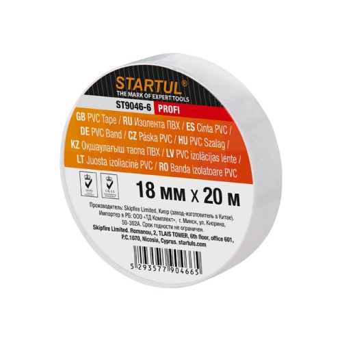 Изолента ПВХ 18ммх20м белая STARTUL PROFI (ST9046-6)