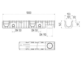 Лоток MEDIUM 100.125 h145 пластиковый, Ecoteck, РБ