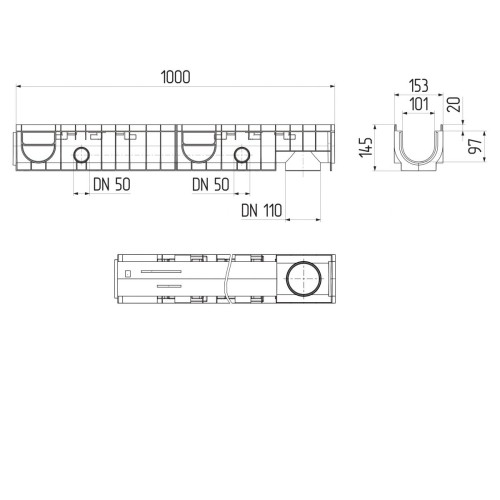 Лоток MEDIUM 100.125 h145 пластиковый, Ecoteck, РБ
