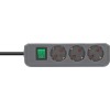 Удлинитель 1.5м (3 роз., 3.3кВт, с/з, выкл., ПВС) серебристо-серый Brennenstuhl Eco-Line