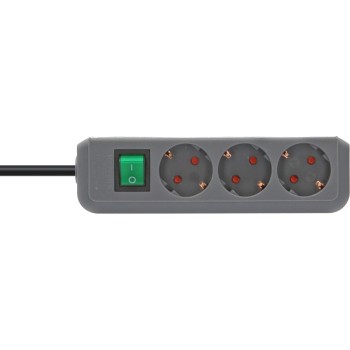 Удлинитель 1.5м (3 роз., 3.3кВт, с/з, выкл., ПВС) серебристо-серый Brennenstuhl Eco-Line