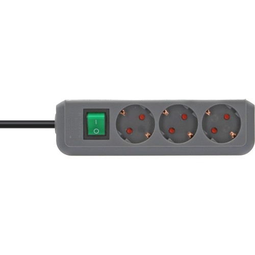 Удлинитель 1.5м (3 роз., 3.3кВт, с/з, выкл., ПВС) серебристо-серый Brennenstuhl Eco-Line