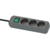 Удлинитель 1.5м (3 роз., 3.3кВт, с/з, выкл., ПВС) серебристо-серый Brennenstuhl Eco-Line
