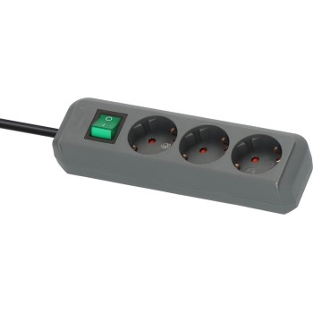 Удлинитель 1.5м (3 роз., 3.3кВт, с/з, выкл., ПВС) серебристо-серый Brennenstuhl Eco-Line
