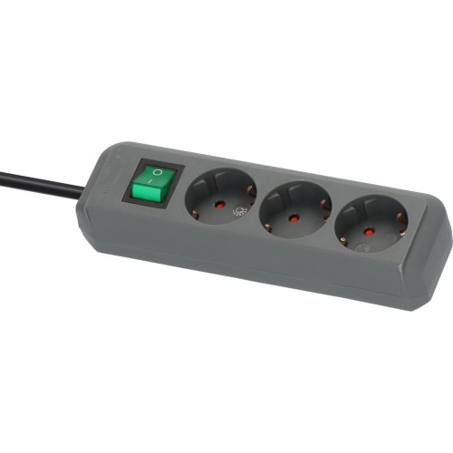 Удлинитель 1.5м (3 роз., 3.3кВт, с/з, выкл., ПВС) серебристо-серый Brennenstuhl Eco-Line
