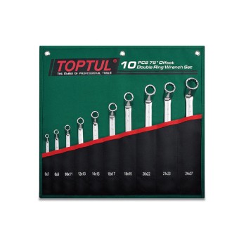 Набор ключей накидн. 75° 10 шт. в сумке (цвет:зелёный) TOPTUL