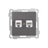 Розетка телефонная + компьютерная (RJ12+Cat5e, скрытая, без рамки) дымчатая, DARIA, MUTLUSAN