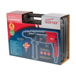 Перфоратор WORTEX RH 2629 в чем. + (2 зубила, 3 сверла) 800 Вт, 3.0 Дж, 26 мм, 4 режима, SDS-plus, Б