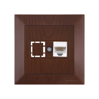 Розетка компьютерная 1xRJ45 (Cat5e, скрытая) орех, DARIA, MUTLUSAN