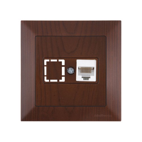 Розетка компьютерная 1xRJ45 (Cat5e, скрытая) орех, DARIA, MUTLUSAN