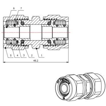 Муфта 16(2.0) для труб PEX, AV Engineering (инд. упак.)