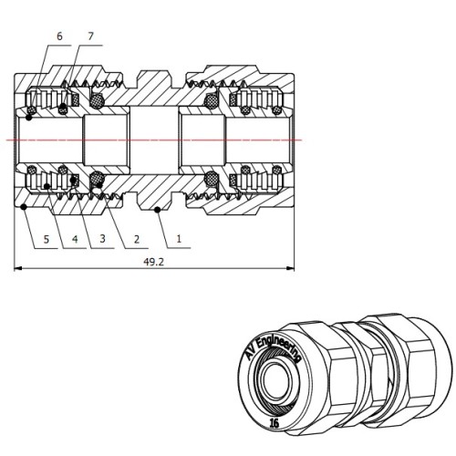 Муфта 16(2.0) для труб PEX, AV Engineering (инд. упак.)